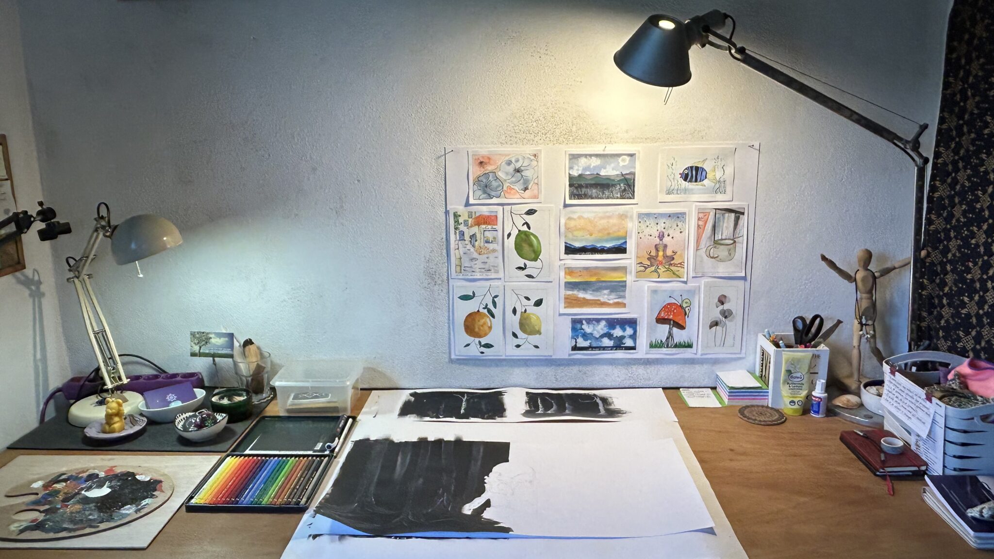 Vinyl cover illustration - my current commission project. View of my studio.