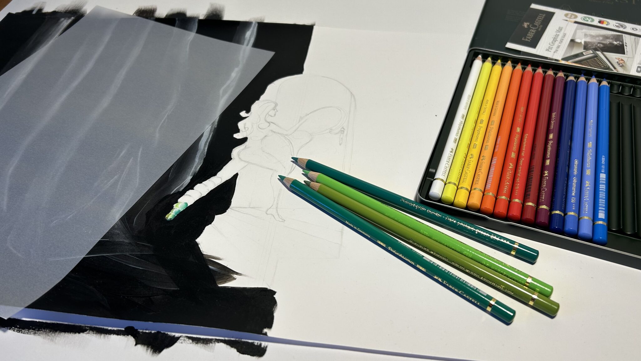 Vinyl cover illustration - my current commission project. Close up of the work in progress.